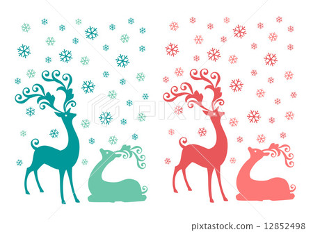 christmas deer,Christmastree 图库插图: christmas deer, vector set