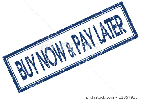 插图素材: buy now pay later blue square stamp isolated on white