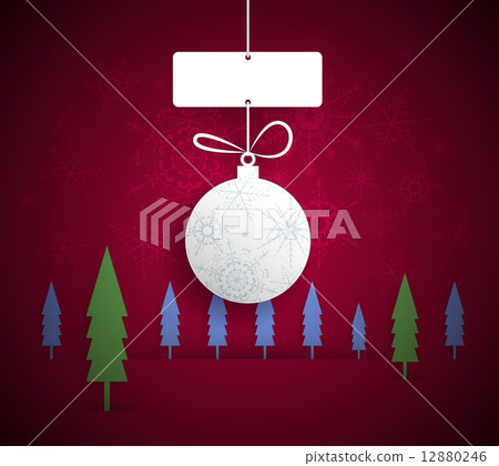 christmas greeting card.paper christmas ball with space for text