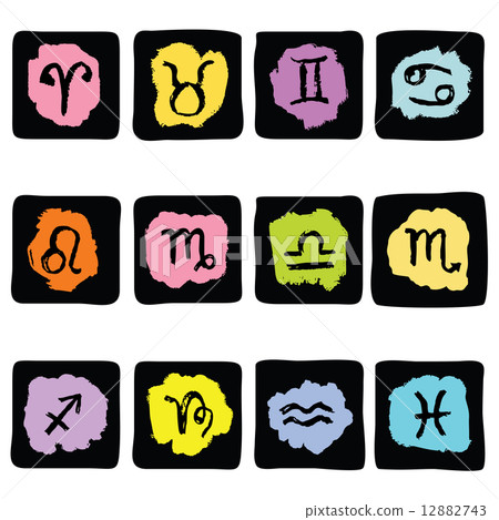 图库插图: horoscope zodiac star signs, vector set.