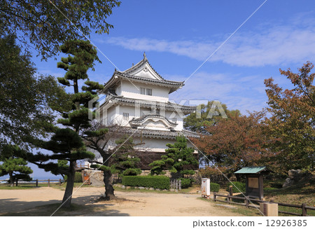 图库照片: 香川县丸龟市龟山公园"marugamei castle"裁缝