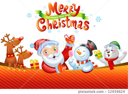 插图素材: christmas background with santa claus