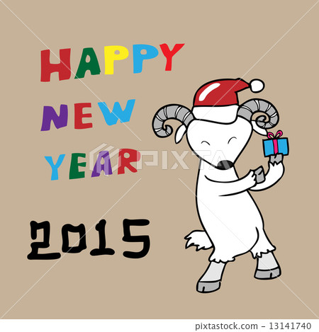插图素材: goat happy new year 2015 gift