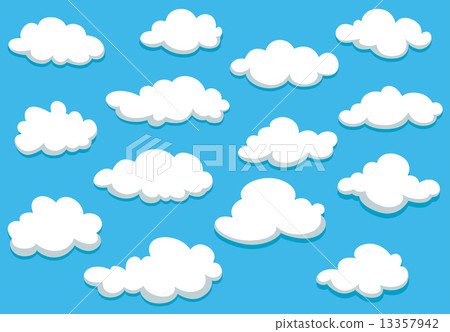 插图素材: cartoon clouds set on blue sky background