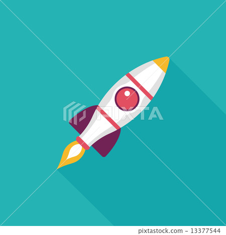 图库插图: space rocket flat icon with long shadow,eps10