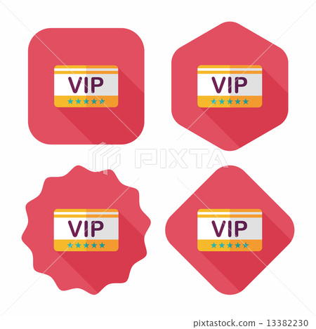 插图素材: shopping vip card flat icon with long shadow,eps10