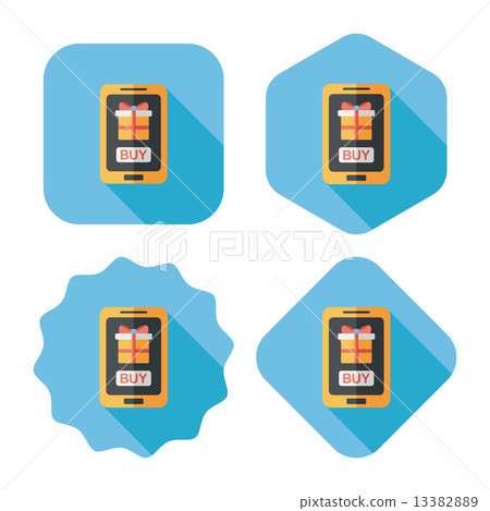 cell phone online shopping flat icon with long shadow,eps10