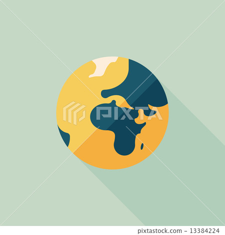插图素材: space earth flat icon with long shadow,eps10