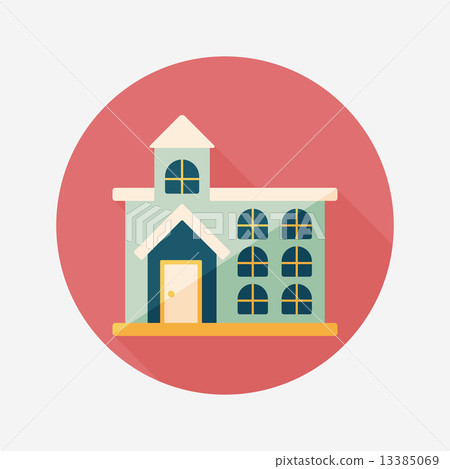 图库插图: building flat icon with long shadow,eps10