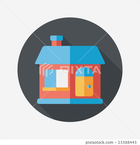 插图素材: building house flat icon with long shadow,eps10