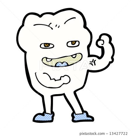 插图素材: comic cartoon strong healthy tooth