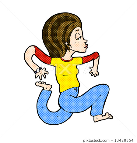 图库插图: comic cartoon woman running