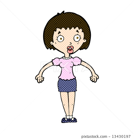 图库插图: comic cartoon confused woman shrugging shoulders