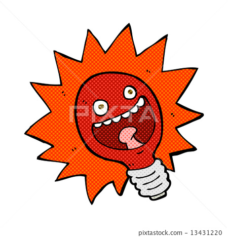 插图素材: comic cartoon red lightbulb