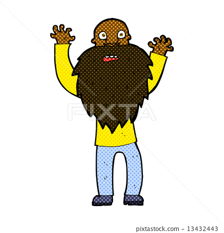 图库插图: comic cartoon frightened old man with beard