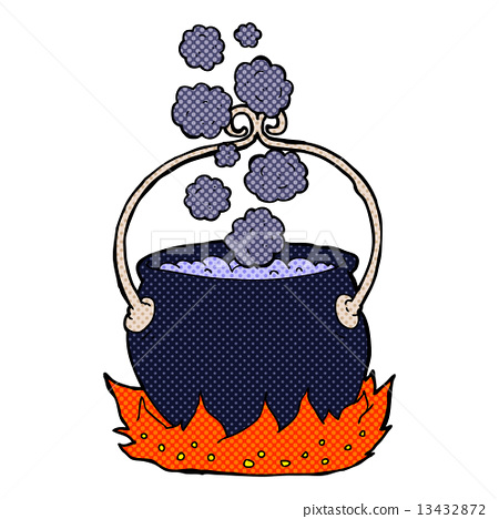 插图素材: comic cartoon witch"s cauldron