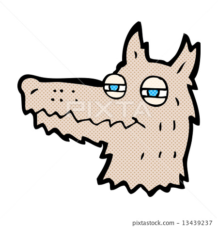 图库插图 comic cartoon smug wolf face