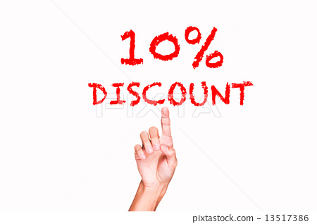 图库照片: hand on a white background pointing discount digital