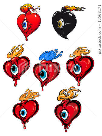 脸部/身体 脸部/脸部部份 眼睛/瞳孔 插图 cartoon hearts with eye