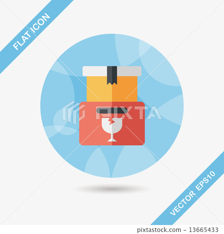 插图素材: shopping fragile box flat icon with long shadow,eps10