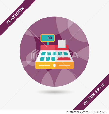 插图 shopping cash register flat icon with long shadow,eps10