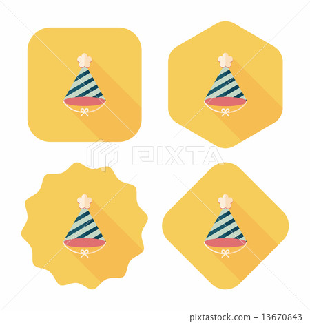 图库插图: birthday hat flat icon with long shadow,eps10
