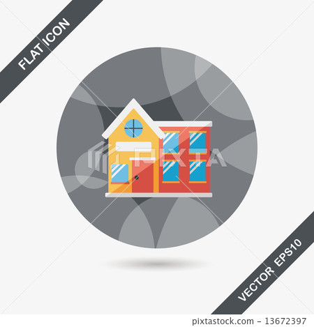 插图素材: building house flat icon with long shadow,eps10