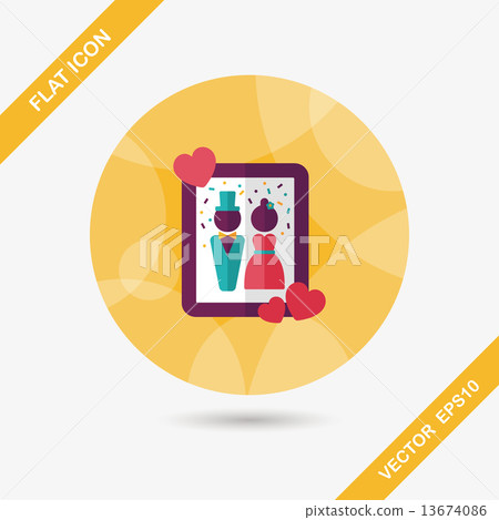 插图素材: wedding photo flat icon with long shadow,eps10