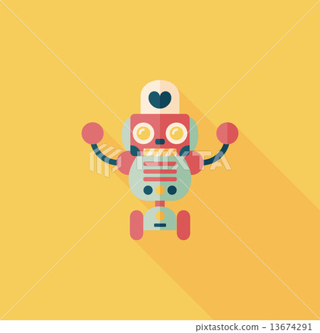 图库插图: robot concept flat icon with long shadow,eps10