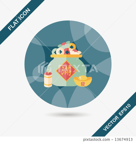 图库插图: chinese new year flat icon with long shadow,eps10