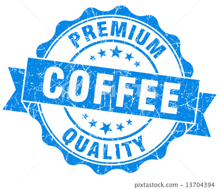 图库插图: coffee premium quality blue vintage isolated seal