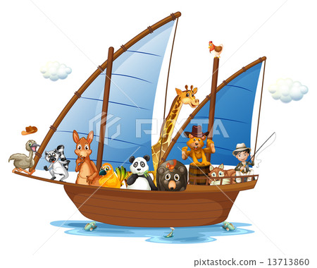 图库插图: animals on boat