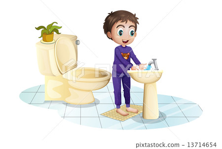 插图素材: a boy washing his hands at the sink 查看全部