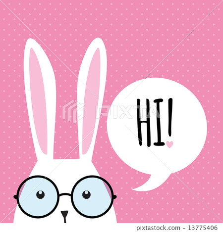 图库插图 greeting card with funny bunny easter bunny ears.