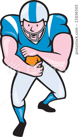 插图素材: american football running back fending cartoon