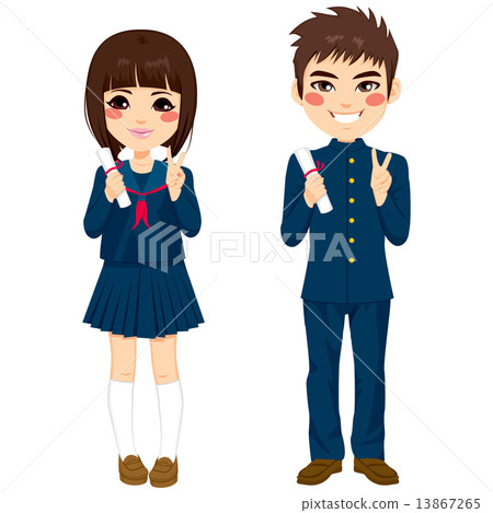 图库插图: japanese students uniform