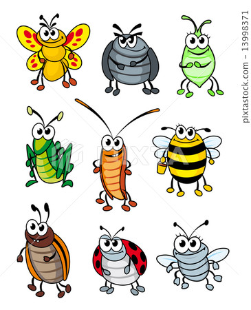 图库插图: cartoon insects