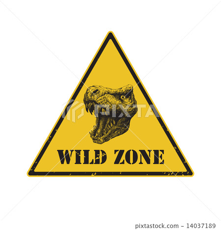 图库插图: warning sign. danger signal with dinosaur. eps 8