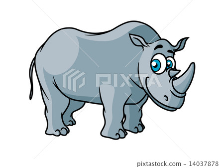 插图素材: cartoon grey rhino character