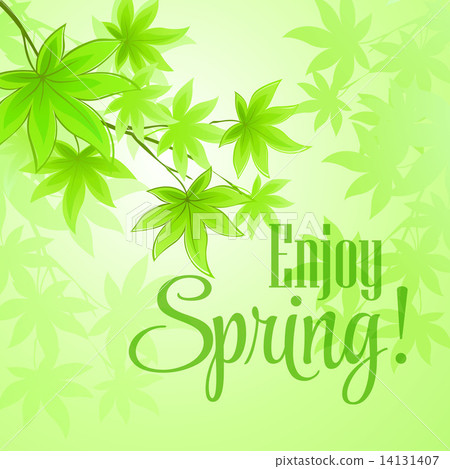 插图素材: spring fresh green leaves. vector illustration