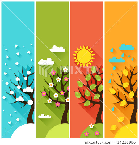 插图素材: vertical banners with winter spring summer autumn