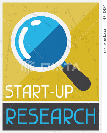 插图素材: start-up research. retro poster in flat design style