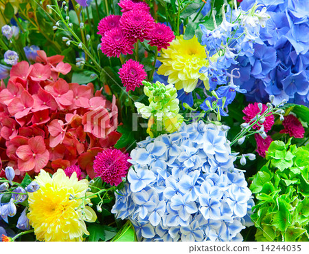 图库照片: bright multicolor bouquet made of different flowers