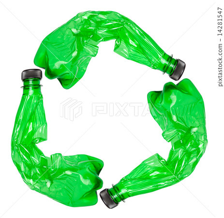 图库照片: recycle symbol made of used plastic bottles