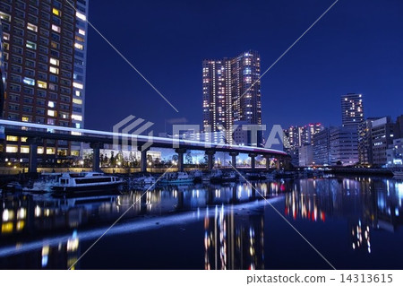 照片素材(图片): 芝浦 夜景 东京单轨电车