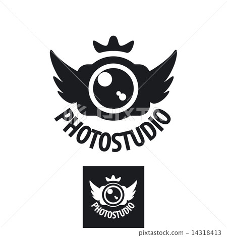 插图素材: camera vector logo with crown and wings