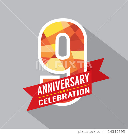 图库插图: 9th years anniversary celebration design