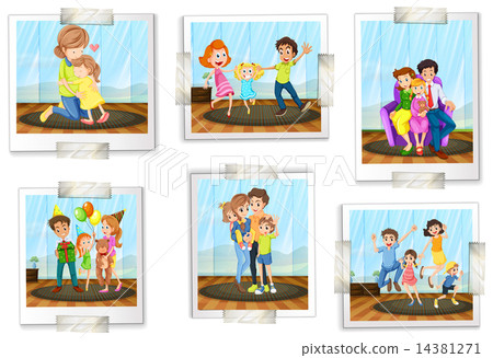 插图素材: set of family photos