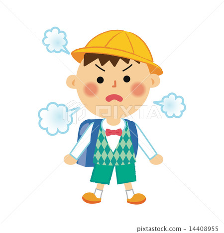 插图素材: 小学男生愤怒