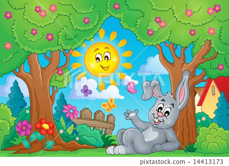 插图素材: spring theme with cute bunny 查看全部